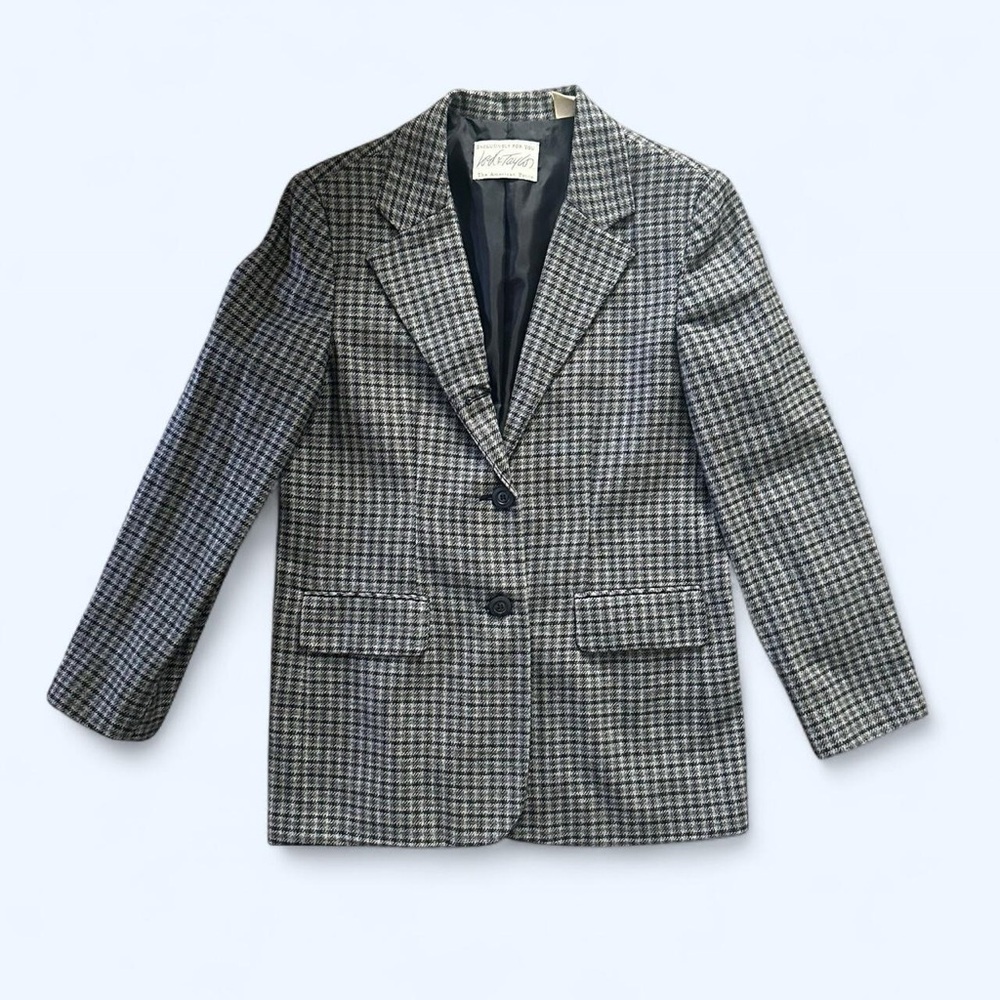 Vintage Lord & Taylor Black And Grey Plaid Petite (10) Women’s Blazer